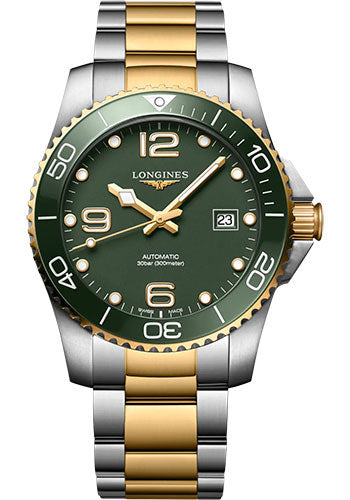longines-hydroconquest-automatic-watch-41-mm-steel-and-ceramic-case-green-arabic-dial-steel-and-yellow-pvd-bracelet-l3-781-3-06-7