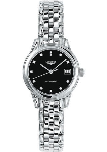 longines-flagship-watch-26-mm-steel-case-black-diamond-dial-bracelet-l4-274-4-57-6