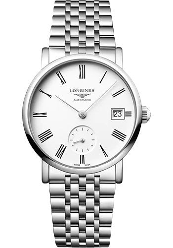 longines-elegant-collection-small-seconds-automatic-watch-34-5-mm-steel-case-white-roman-dial-bracelet-l4-312-4-11-6