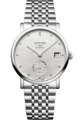longines-elegant-collection-small-seconds-automatic-watch-34-5-mm-steel-case-striped-silver-diamond-dial-bracelet-l4-312-4-77-6