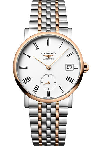 longines-elegant-collection-small-seconds-automatic-watch-34-5-mm-steel-and-pink-gold-case-white-roman-dial-steel-and-pink-gold-cap-200-bracelet-l4-312-5-11-7