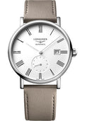 longines-elegant-collection-small-seconds-automatic-watch-39-mm-steel-case-white-roman-dial-beige-strap-vegetable-material-bracelet-l4-812-4-11-2