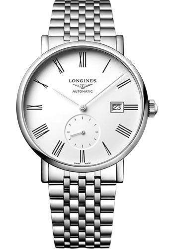 longines-elegant-collection-small-seconds-automatic-watch-39-mm-steel-case-white-roman-dial-bracelet-l4-812-4-11-6