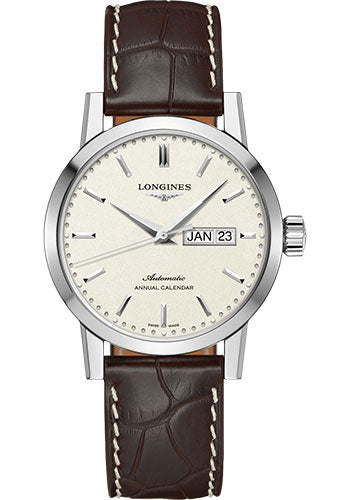 longines-1832-annual-calendar-watch-40-mm-steel-case-beige-dial-brown-alligator-strap-l4-827-4-92-2