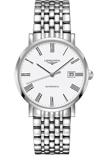 longines-elegant-collection-watch-39-mm-steel-case-white-roman-dial-bracelet-l4-910-4-11-6