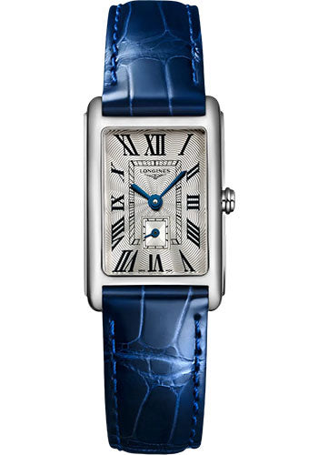 longines-dolcevita-small-seconds-quartz-watch-20-80-x-32-mm-steel-case-silver-flinquz-roman-dial-blue-strap-l5-255-4-71-7