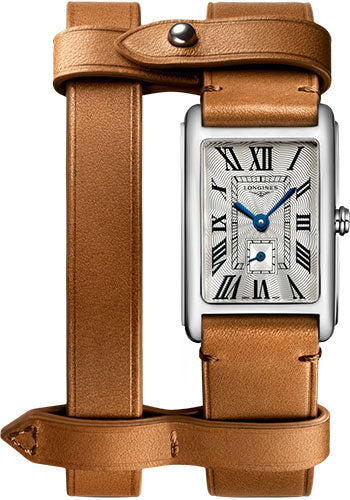 longines-dolcevita-x-yvy-small-seconds-quartz-watch-20-80-x-32-mm-steel-case-silver-flinquz-roman-dial-brown-strap-l5-255-4-71-b