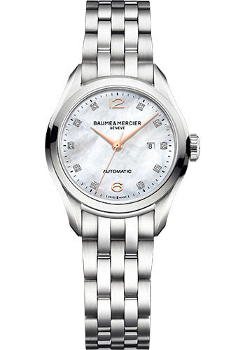 baume-mercier-clifton-automatic-watch-date-diamond-set-31-mm-steel-case-diamond-mother-of-pearl-dial-steel-bracelet