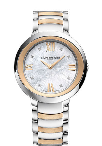 baume-mercier-promesse-quartz-watch-diamond-set-34-mm-pink-gold-capped-steel-case-diamond-mother-of-pearl-dial-two-tone-bracelet