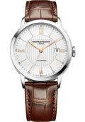 baume-mercier-classima-automatic-watch-date-display-40-mm-steel-case-silver-dial-light-brown-alligator-strap