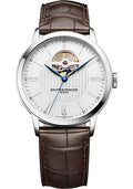 baume-mercier-classima-automatic-watch-open-balance-40-mm-steel-case-silver-dial-dark-brown-alligator-strap