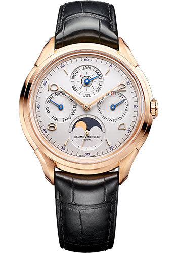baume-mercier-clifton-automatic-watch-perpetual-calendar-42-mm-18k-pink-gold-case-silver-dial-black-alligator-strap
