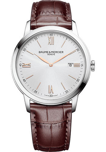 baume-mercier-classima-quartz-watch-date-display-42-mm-steel-case-dial-red-brown-calfskin-strap