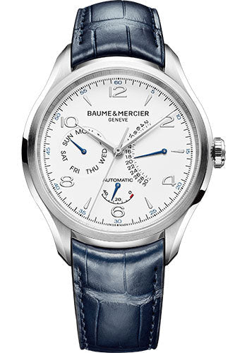 baume-mercier-clifton-automatic-watch-retrograde-43-mm-steel-case-dial-blue-alligator-strap