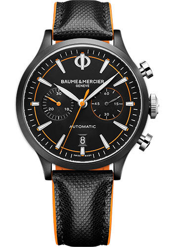 baume-mercier-capeland-automatic-watch-chronograph-date-42-mm-black-adlc-and-steel-case-black-dial-black-calfskin-strap