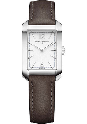 baume-mercier-hampton-quartz-watch-35-x-22-mm-steel-case-silver-dial-licorice-calfskin-strap