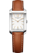 baume-mercier-hampton-quartz-watch-35-x-22-mm-steel-case-silver-dial-light-brown-calfskin-strap