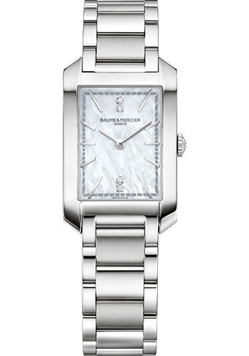baume-mercier-hampton-quartz-watch-diamond-set-mother-of-pearl-35-x-22-mm-steel-case-diamond-white-mother-of-pearl-dial-steel-bracelet