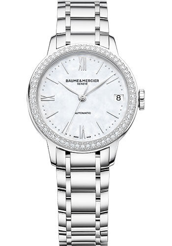 baume-mercier-classima-automatic-watch-date-diamond-set-31-mm-steel-case-white-mother-of-pearl-dial-steel-bracelet