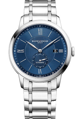 baume-mercier-classima-automatic-watch-small-seconds-date-42-mm-steel-case-blue-dial-steel-bracelet