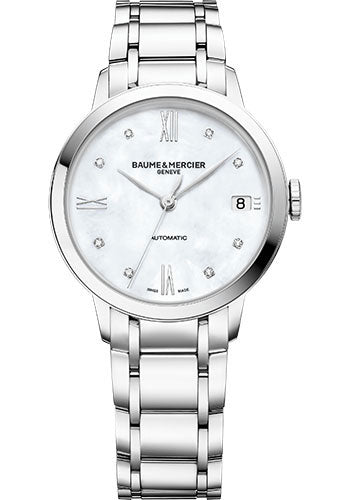 baume-mercier-classima-automatic-watch-date-diamond-set-34-mm-steel-case-diamond-mother-of-pearl-dial-polished-strap
