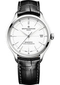 baume-mercier-clifton-automatic-watch-date-cosc-certified-40-mm-steel-case-white-dial-black-alligator-strap