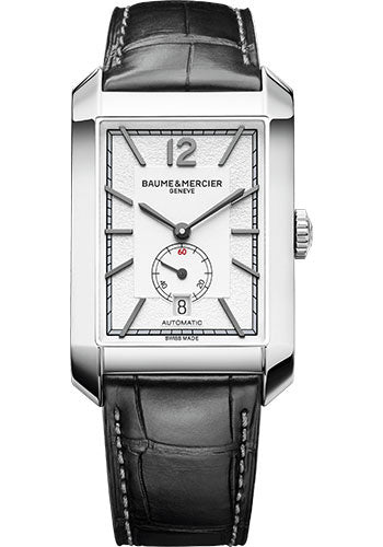 baume-mercier-hampton-automatic-watch-small-seconds-48-x-31-mm-steel-case-silver-dial-black-alligator-strap