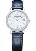 baume-mercier-classima-quartz-watch-date-display-diamond-set-31-mm-steel-case-white-mother-of-pearl-dial-shiny-blue-alligator-strap