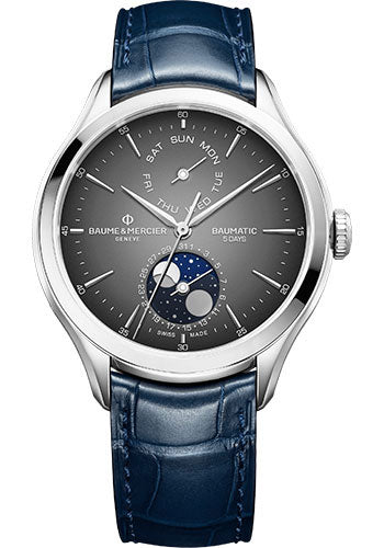 baume-mercier-clifton-automatic-watch-day-date-moon-phase-42-mm-steel-case-gray-dial-blue-alligator-strap