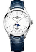 baume-mercier-clifton-automatic-watch-moon-phase-date-42-mm-steel-case-white-dial-blue-alligator-strap