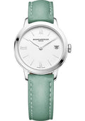 baume-mercier-classima-quartz-watch-date-display-31-mm-steel-case-white-dial-mint-calfskin-strap