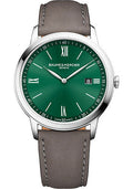 baume-mercier-classima-quartz-watch-date-display-42-mm-steel-case-green-dial-gray-brown-calfskin-strap