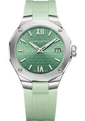 baume-mercier-riviera-quartz-watch-date-display-36mm-steel-case-green-dial-light-green-rubber-strap