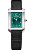 baume-mercier-hampton-quartz-watch-35-x-22-mm-steel-case-green-dial-black-canvas-strap