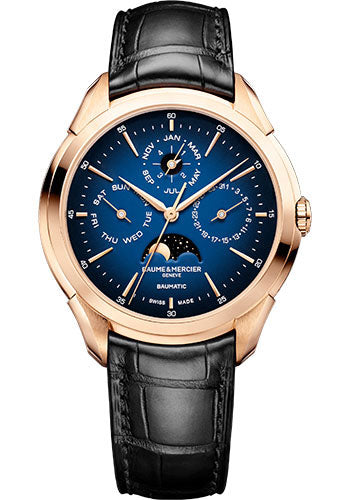 baume-mercier-clifton-automatic-watch-perpetual-calendar-42mm-18k-pink-gold-case-blue-dial-black-alligator-strap