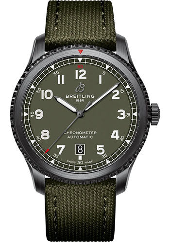 breitling-aviator-8-automatic-41-black-steel-curtiss-warhawk-watch-dlc-coated-stainless-steel-green-dial-khaki-green-calfskin-leather-strap-folding-buckle-m173152a1l1x2