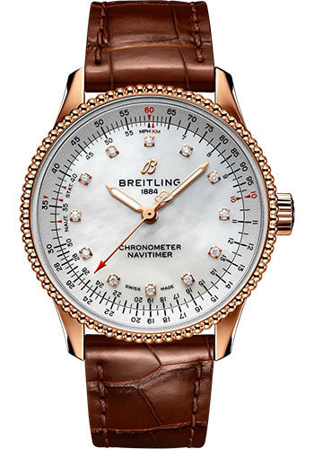 breitling-navitimer-automatic-35-watch-18k-red-gold-mother-of-pearl-dial-brown-alligator-leather-strap-folding-buckle-r17395211a1p2