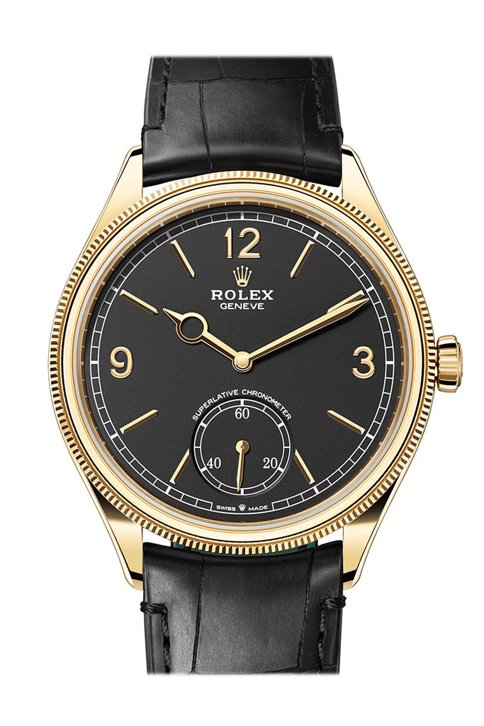 rolex-1908-39mm-intense-black-dial-yellow-gold-mens-watch-52508