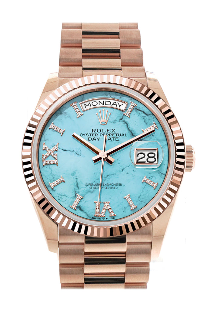 rolex-day-date-36-turquoise-diamond-dial-fluted-bezel-18k-everose-gold-president-watch-128235