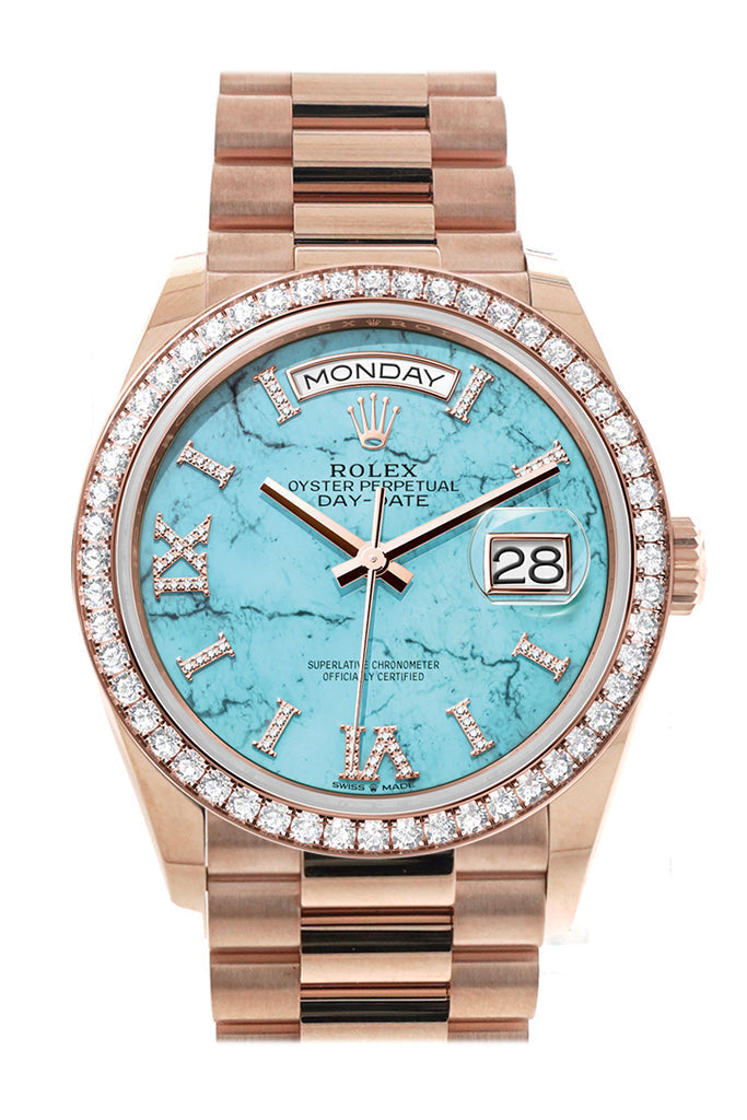 rolex-day-date-36-turquoise-dial-diamond-bezel-18k-everose-gold-president-watch-128345rbr