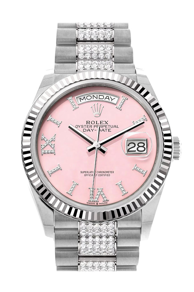 rolex-day-date-36-pink-opal-diamond-dial-fluted-bezel-white-gold-diamond-president-watch-128239