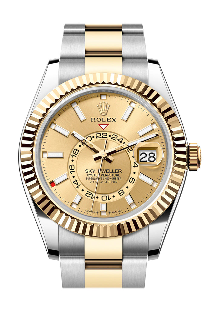rolex-sky-dweller-42-champagne-colour-dial-yellow-gold-stainless-steel-oyster-mens-watch-336933
