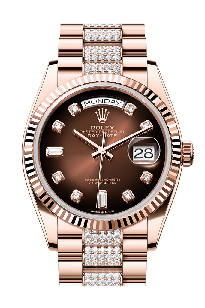 rolex-day-date-36-brown-ombre-diamond-dial-fluted-bezel-18k-everose-gold-diamond-president-watch-128235