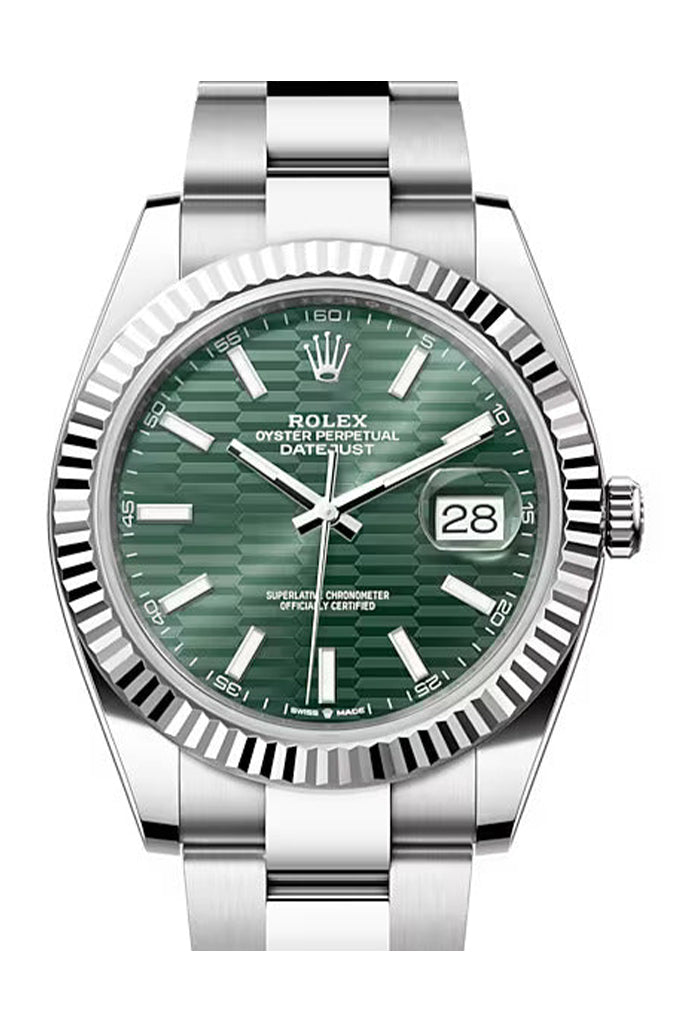 rolex-datejust-41mm-stainless-steel-mens-watch-126334-green-fluted-dial-with-oyster-bracelet