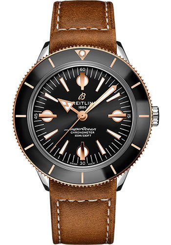 breitling-superocean-heritage-57-watch-steel-and-18k-red-gold-black-dial-brown-calfskin-leather-strap-folding-buckle-u10370121b1x2