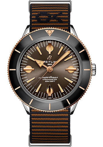 breitling-superocean-heritage-57-outerknown-limited-edition-watch-steel-and-18k-red-gold-bronze-dial-brown-econyl®-yarn-strap-tang-buckle-limited-edition-of-500-u103701a1q1w1