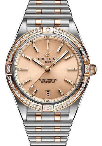breitling-chronomat-automatic-36-watch-steel-and-18k-red-gold-gem-set-copper-diamond-dial-metal-bracelet-u10380591k1u1