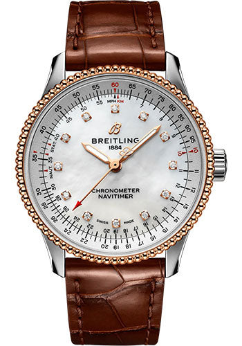 breitling-navitimer-automatic-35-watch-steel-and-18k-rose-gold-mother-of-pearl-dial-brown-alligator-leather-strap-folding-buckle-u17395211a1p2
