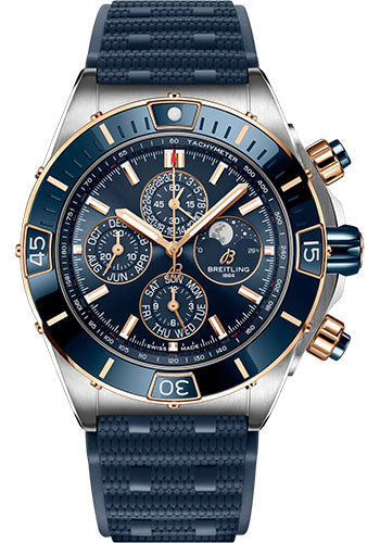 breitling-super-chronomat-44-four-year-calendar-watch-steel-and-18k-red-gold-blue-dial-blue-rubber-strap-folding-buckle-u19320161c1s1