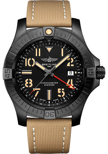 breitling-avenger-automatic-gmt-45-night-mission-watch-dlc-coated-titanium-black-dial-sand-calfskin-leather-strap-folding-buckle-v32395101b1x2